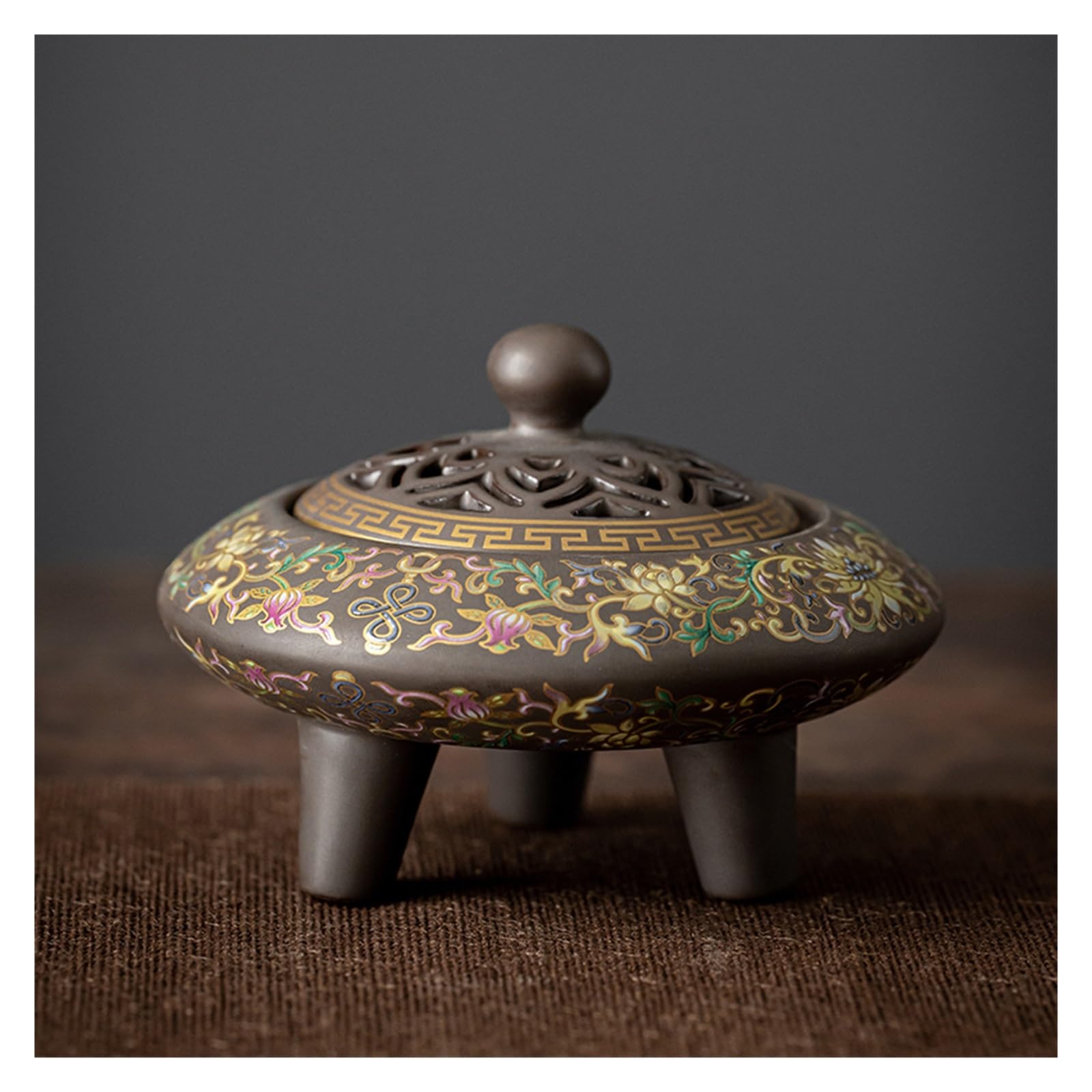 Basxdrfxz A Incense Holder Base Enamel Retro Three-Legged Incense Burner Ceramic Indoor Romatherapy