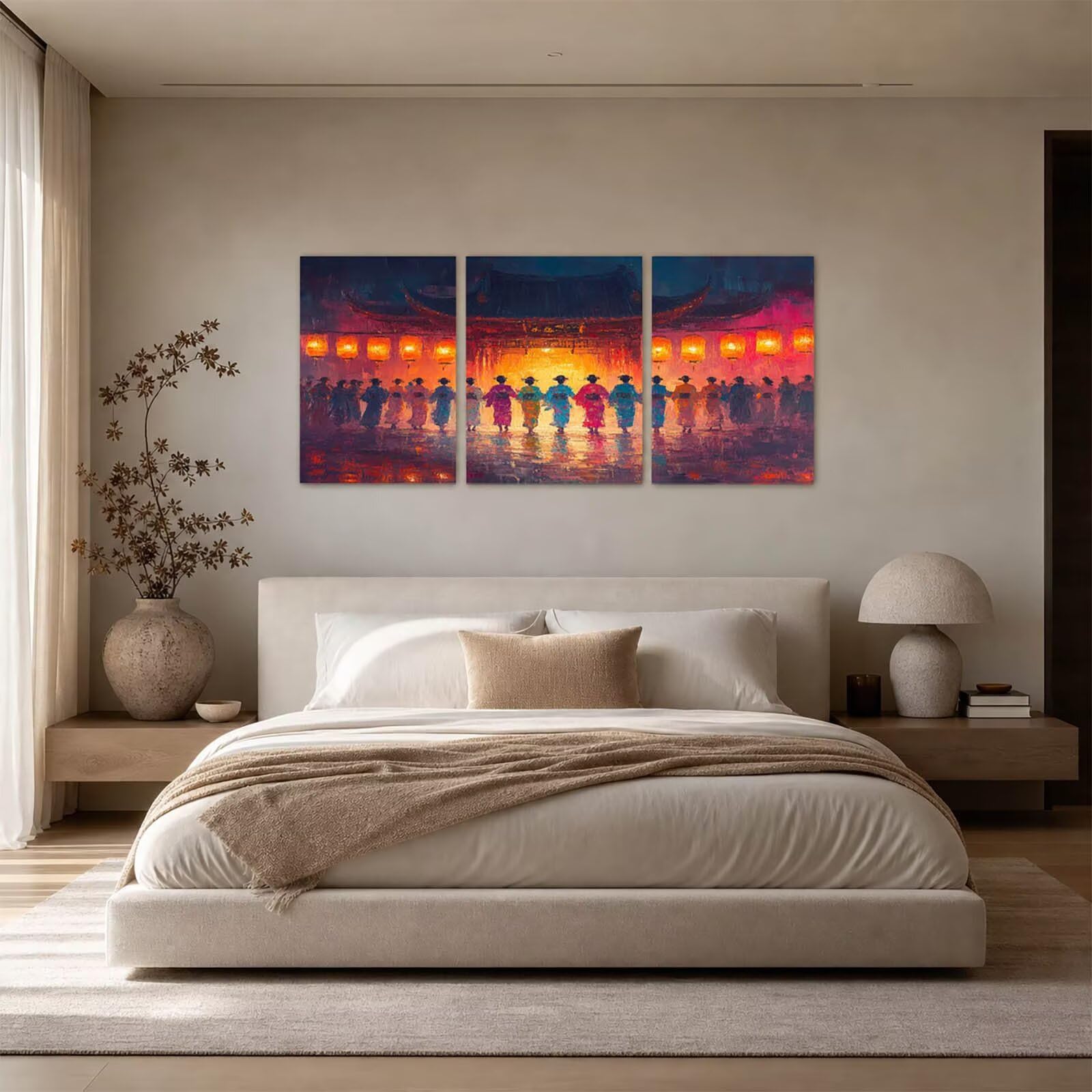 3 opakowania Luminescencja farba numeryczna dla dorosłych Japonia zestaw do aktywności ręcznej dla dorosłych z rozpalonym pędzlem akrylowym i płótnem 60 x 40 cm * 3 kolorowanki według numeru dla