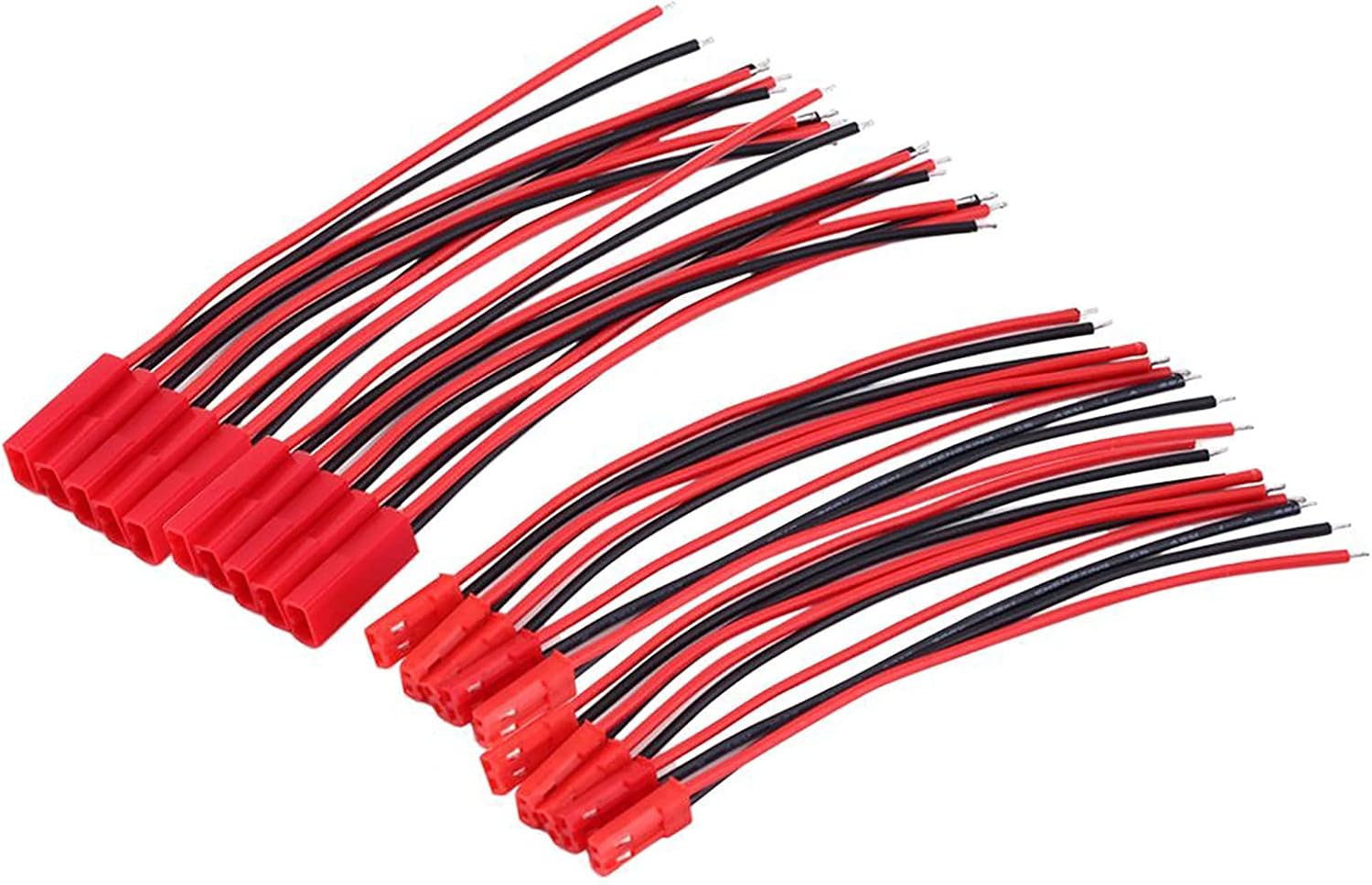 RGBZONE 20Pairs 22 AWG 2Pin JST Plug Connector Cable Wire Male + Female 100mm for LED Strip Light RC Toys Battery