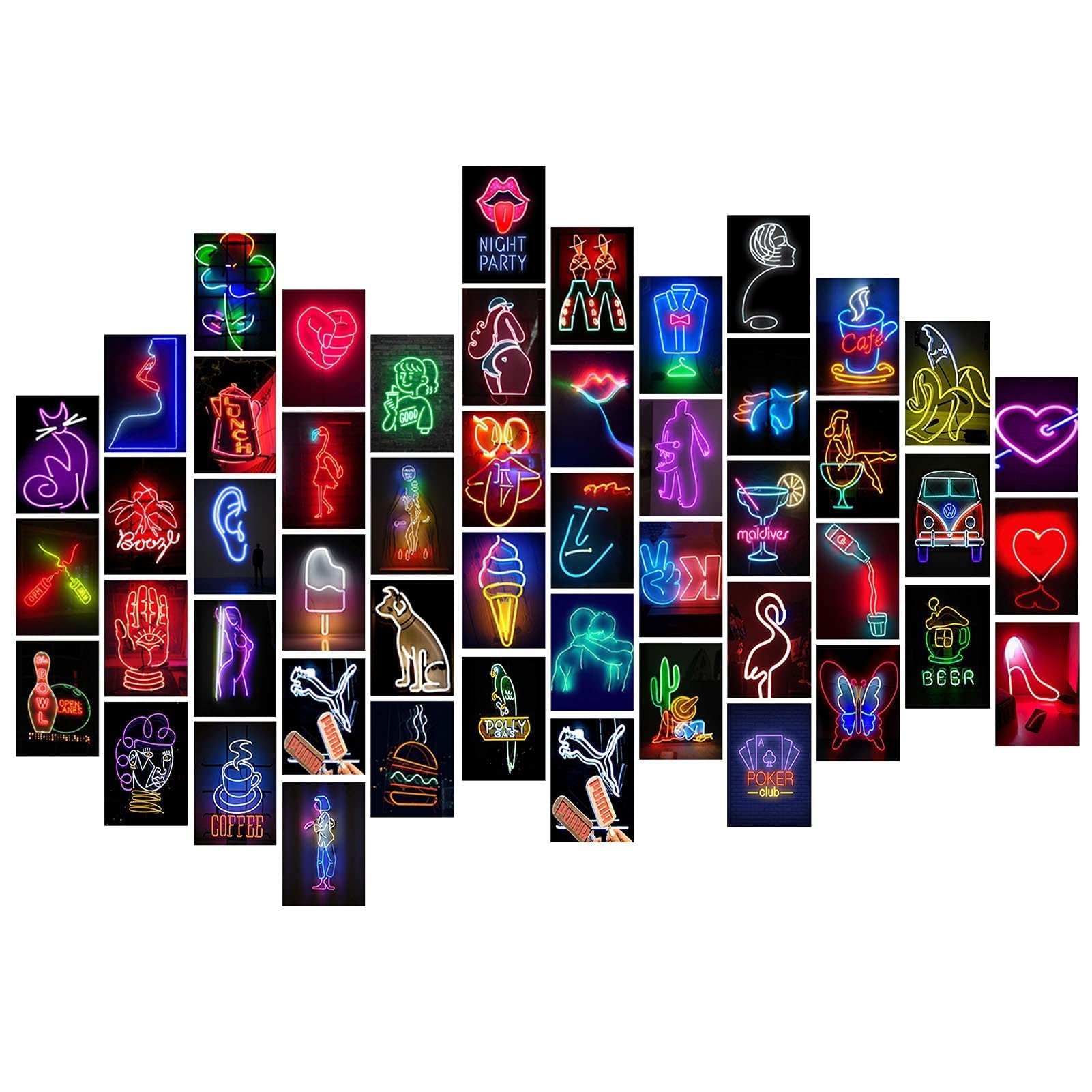 Cyberpunk Wall Collage Kit Aesthetic Pictures, Neon Aesthetic Room Decor, 50PCS 4x6 inch Posters for Bedroom, Dorm Wall Decor for Teen