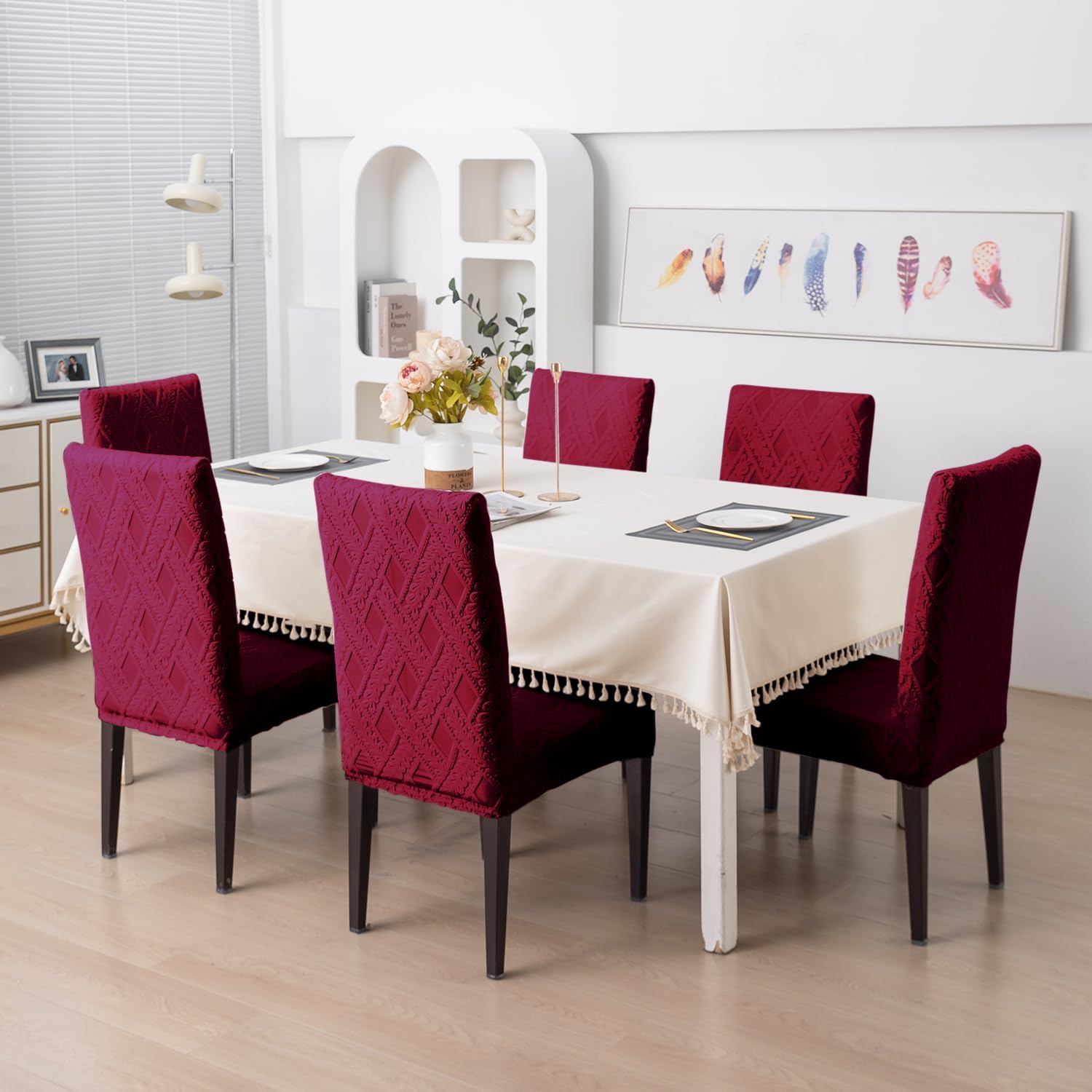 Styleys JCMC40 - Funda elástica para silla de comedor (6 unidades, color rojo, JCMC40)