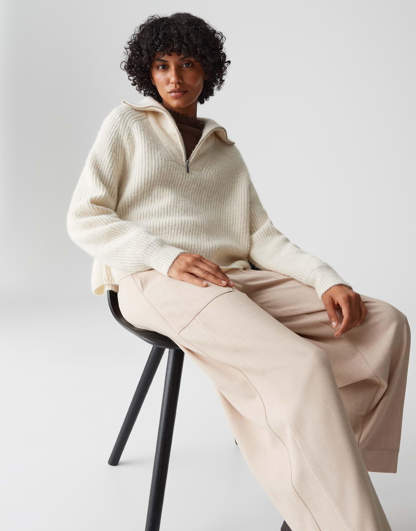 OPUS Damen Pullover | POY Loose Rippstrick Troyer