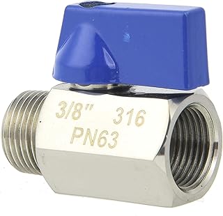 Stainless Steel Mini Ball Valve, Shut-Off Ball Valve (1/4, 3/8, 1/2 Male/Female Thread) BSPP Thread, for Water Pipe Connection, Shower Head Flow Control Valve(Male/Female Thread 3/8)