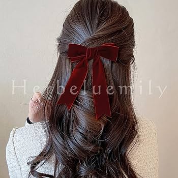 黒リボン　ヘアアクセ CEMO NEMO ヘアクリップ ベロア ブラック リボン バレッタ