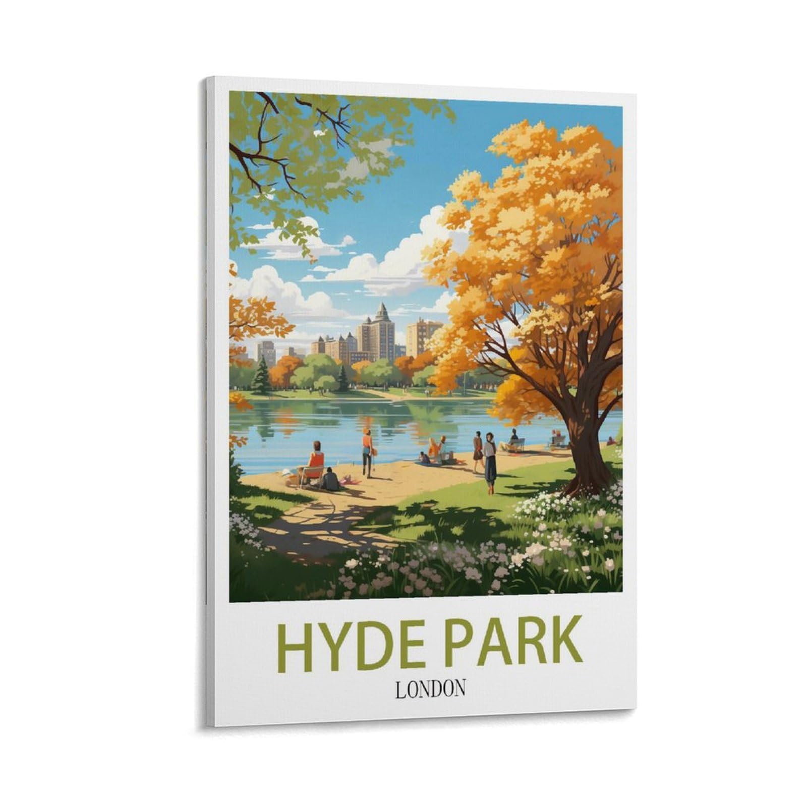 Lcynnh Frame-Style Hyde Park London Vintage Travel Posters Tree 08X12inch(20X30cm) Print Poster Home Bathroom Bedroom Office Living Room Decor Canvas Poster