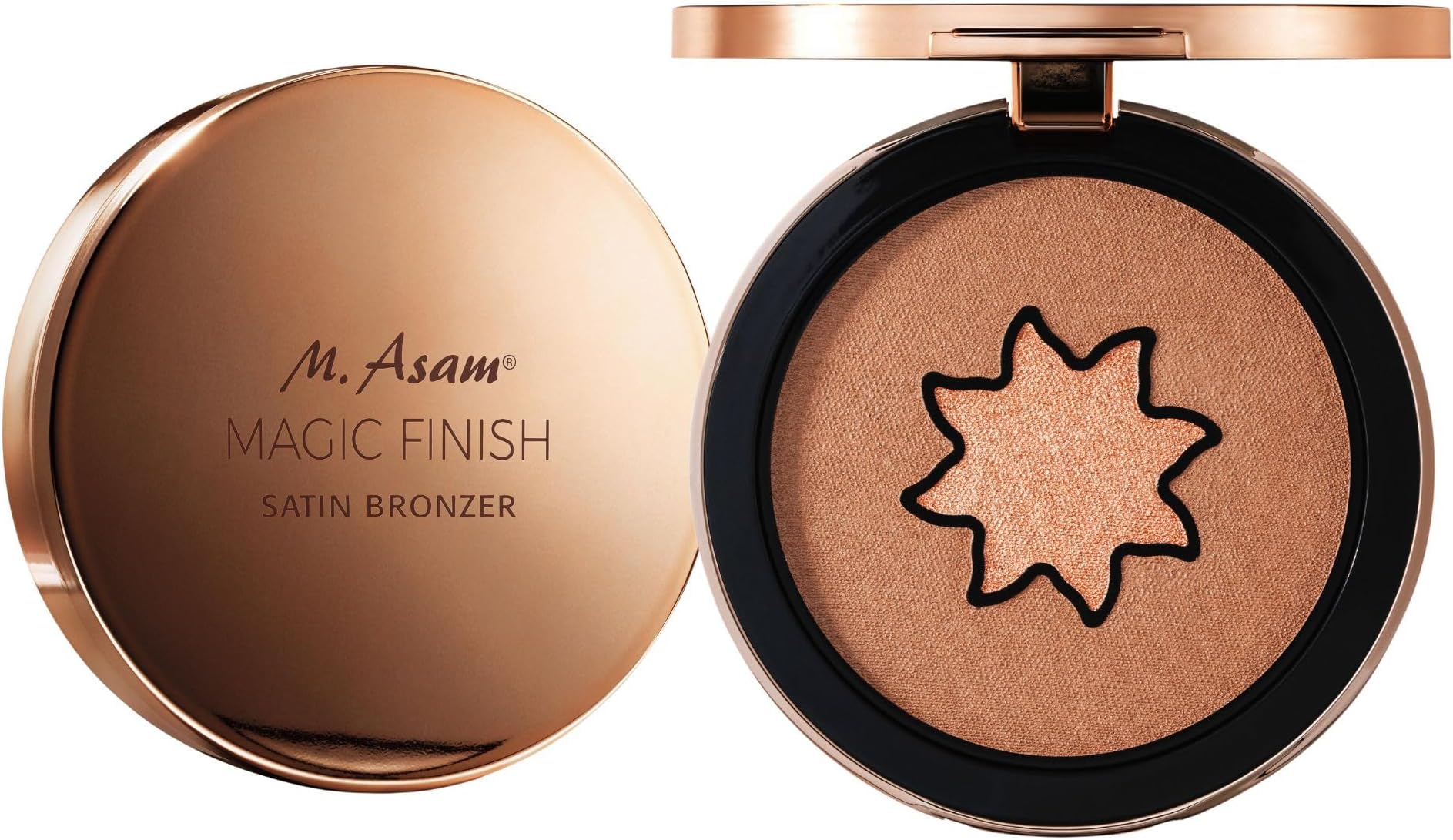MAGIC FINISH Satin Bronzer Amber & Walnut (0.22 oz) - 4-in-1 Bronzer Powder, Satin-Touch Texture, Creamy-Soft with Ultra-Fine Color Pigments, Vegan & Silicone-Free