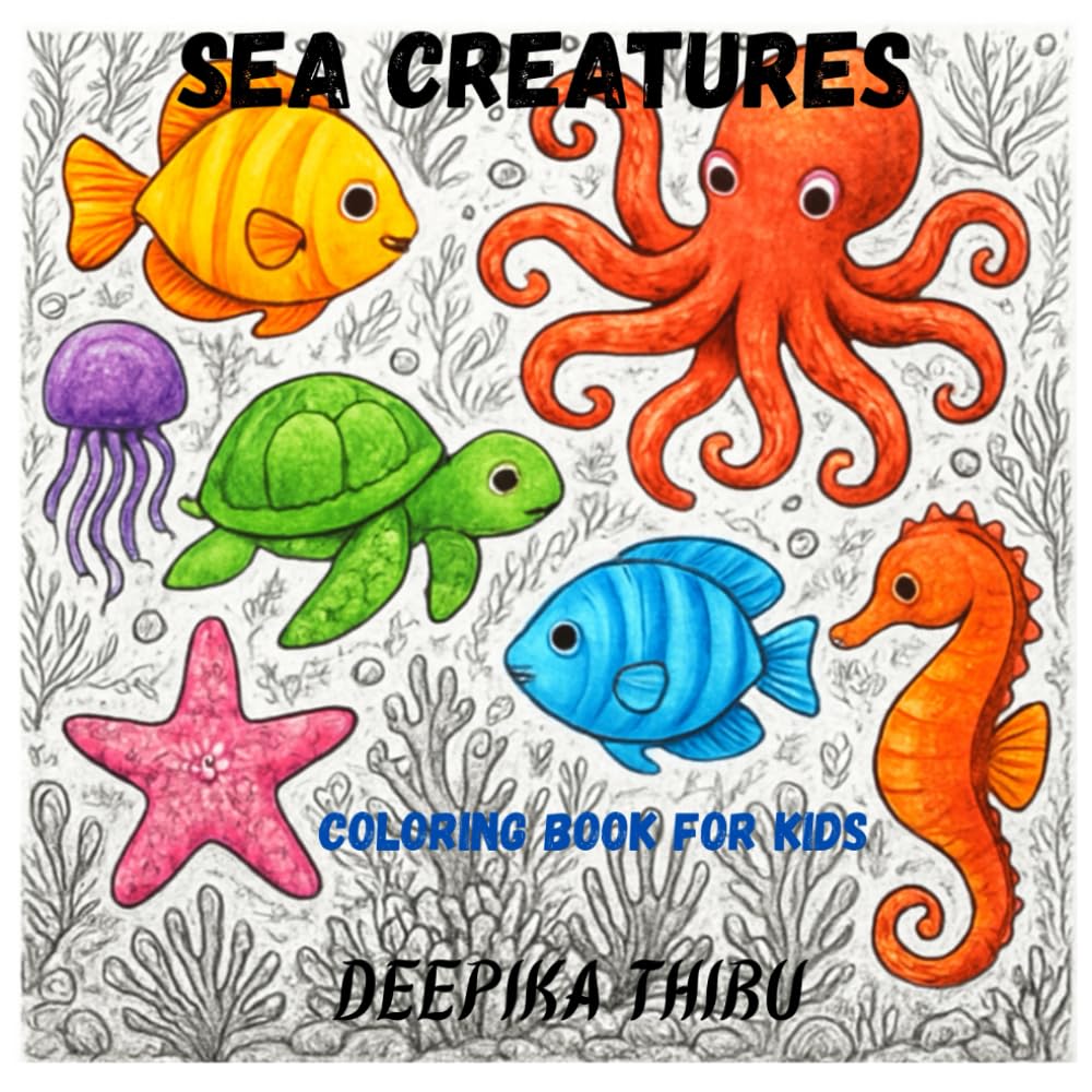 Sea creatures: Coloring books for kids