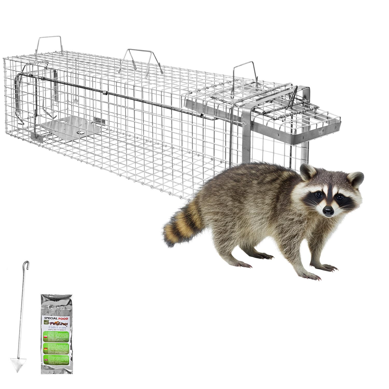 Petigi Animales Humane Trampa Jaula Captura Gato Zorro Mapache Castor 120 x 34 x 34 cm