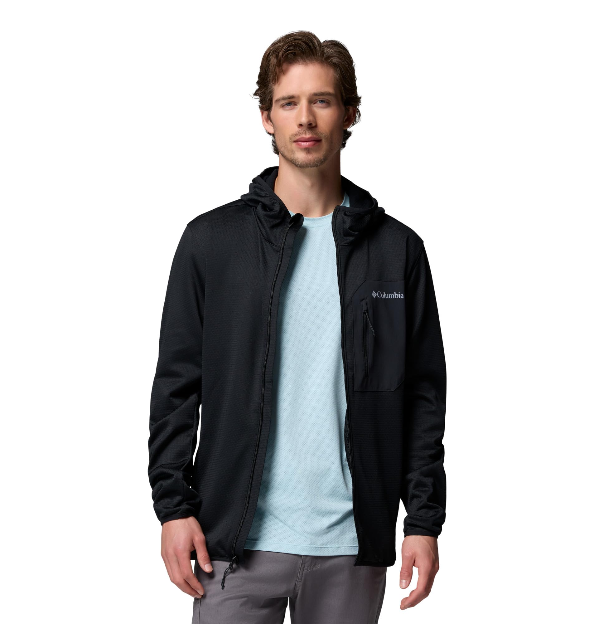 Columbia Tall Heights Hooded Grid Fleece Full Zip, Chaqueta De Forro Polar Con Cremallera para Hombre