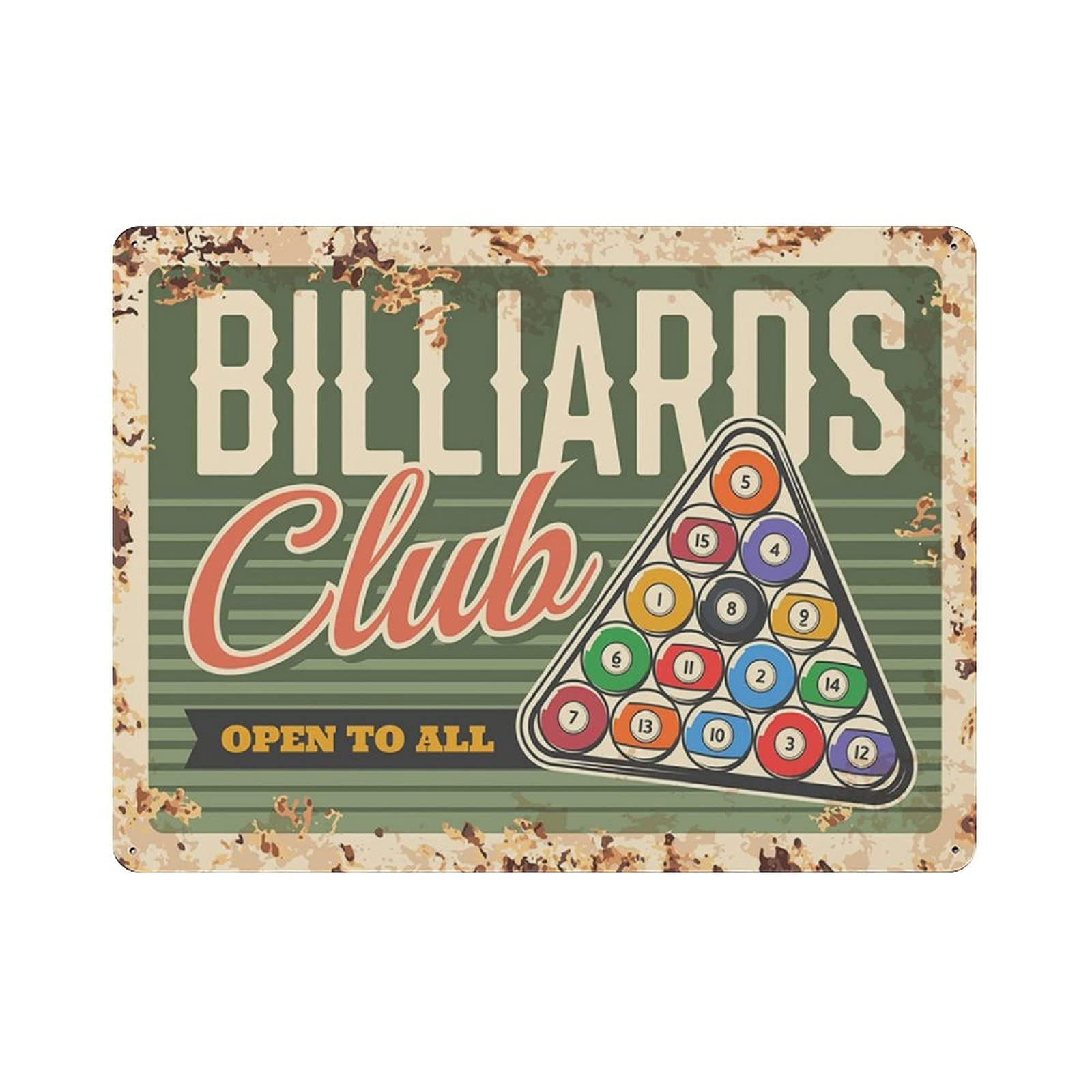 Metal Tin Sign Billiards Pool Snooker Vintage Tin Poster Metal Sign Wall Decoration Country Kitchen Home Garage Decor 12"x16"