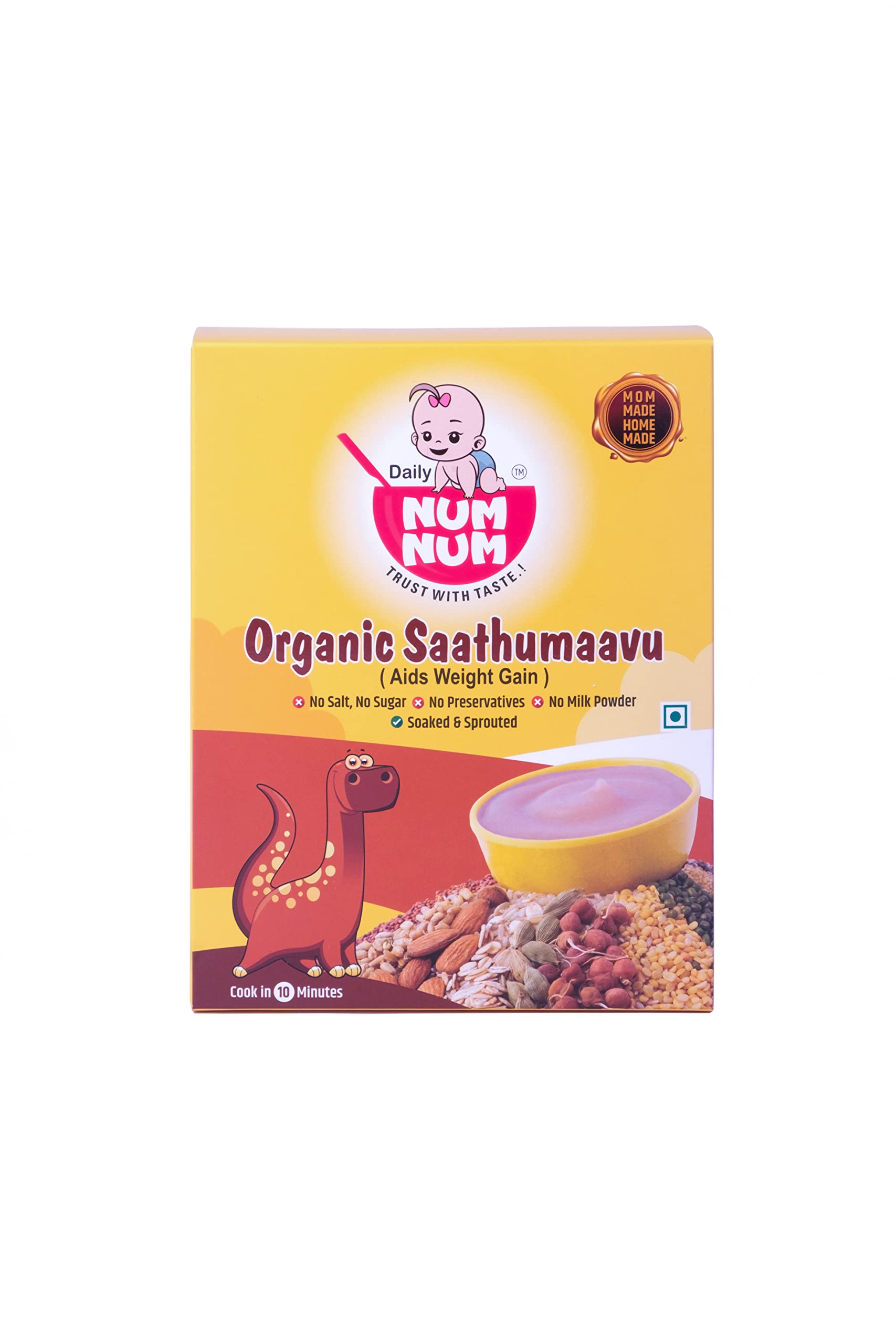 daily NUM NUM - Organic Sathumaavu | No Salt, No Sugar Multigrain Sattu Cereals | Sprouted Healthy Baby food cereal with Ragi, lentils, Almonds & Millets | No Milk Powder | 200g pack (B0B2P8RJ81) Amazon Price History, Amazon Price Tracker