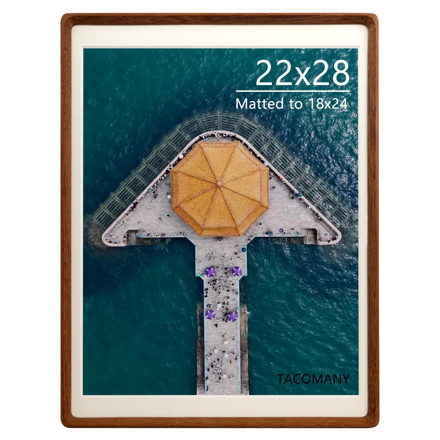 Handcrafted Natural Wood Picture Frame with Mat for Wall and Tabletop display (Walnut, 22x28 matted to 18x24)