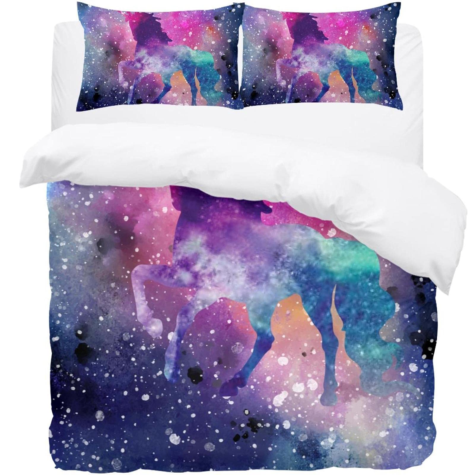 Housse de couette galaxie en microfibre douce anti-plis pour grand lit double et King size