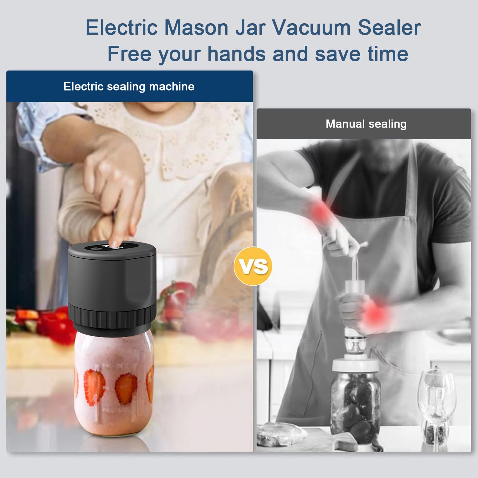 Fresh Guard Vakuumier-set,freshguard Vakuumier Set,eco Seal Pro,3 In 1 Electric Mason Jar Vacuum Sealer Kit,versatile Strong Vacuum Preservation Sealing Tool,vakuumierer Gläser,mason Genie-A