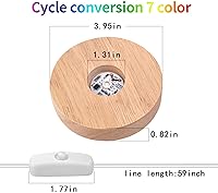 Vista 6 de YAKAMOZ Base de exhibición de luces LED, 2 piezas, soporte de base iluminada de madera para arte de resina de vidrio láser