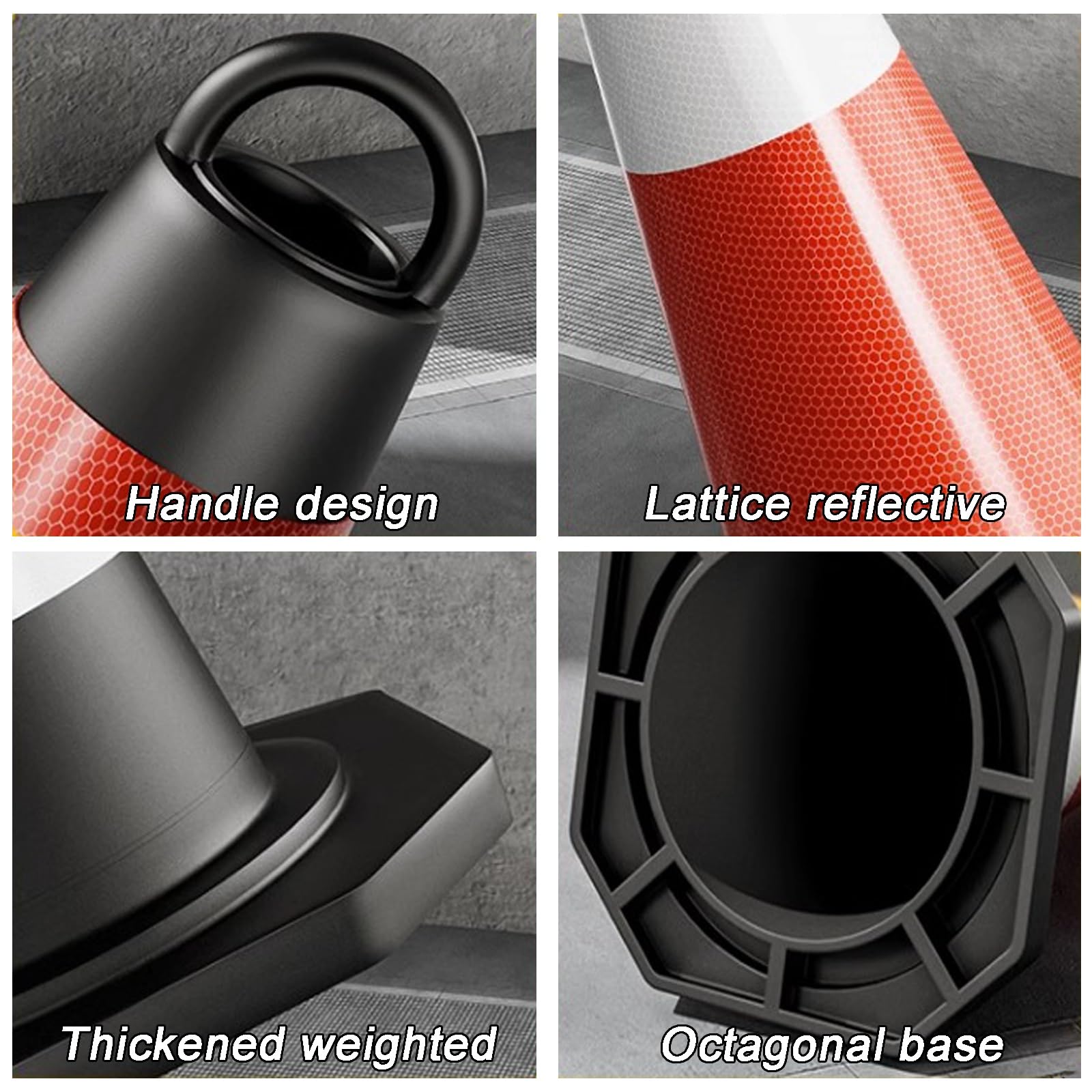 Cone de Signalisation Lot de 2 Cônes de Signalisation Robustes avec Base Lestée Noire Colliers Réfléchissants pour Le Contrôle de La Circulation(70 * 40cm/28 * 16in)