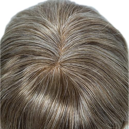 Vista 55 de Mens Toupee Remy sistema de cabello humano para hombres nudo blanqueado tupé pieza de pelo para hombres encaje francés tupé para hombres postizo 7X9