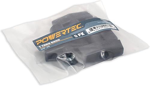 Miniatura 4 de POWERTEC Paquete de 10 Perillas en T de 14"-20, Perillas de Sujeción Roscadas para Riel en T y Accesorios de Sierra de Mesa, Tablero Guía,