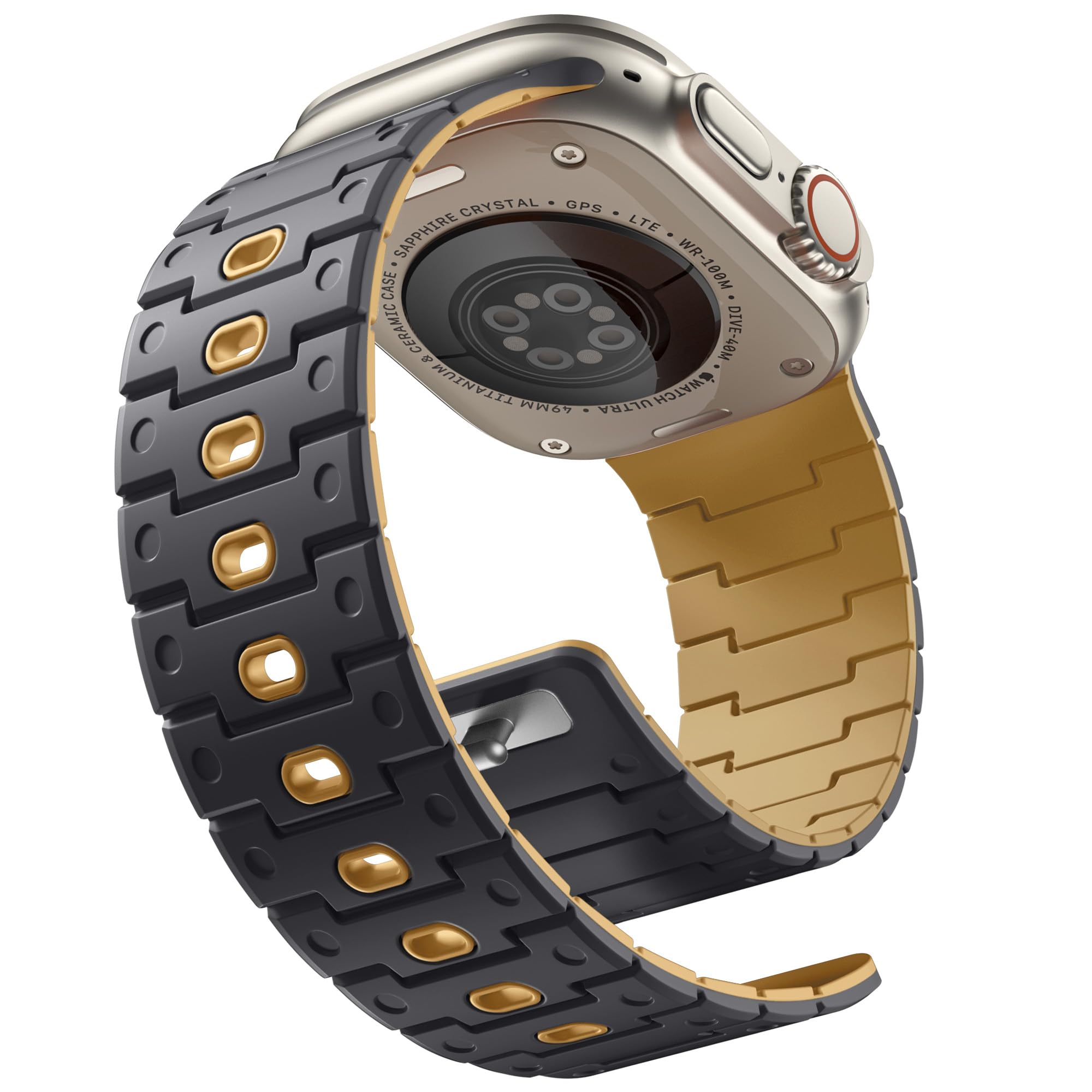 Bandletic Kompatibel mit Apple Watch Ultra 3/2/1 Armband - 49mm 46mm 45mm 44mm 42mm für iWatch Armband SE Ultra Series 11 10 9 8 7 6 5 4 3 2 1 Silikon Sport Magnetbänder Band für Herren Damen