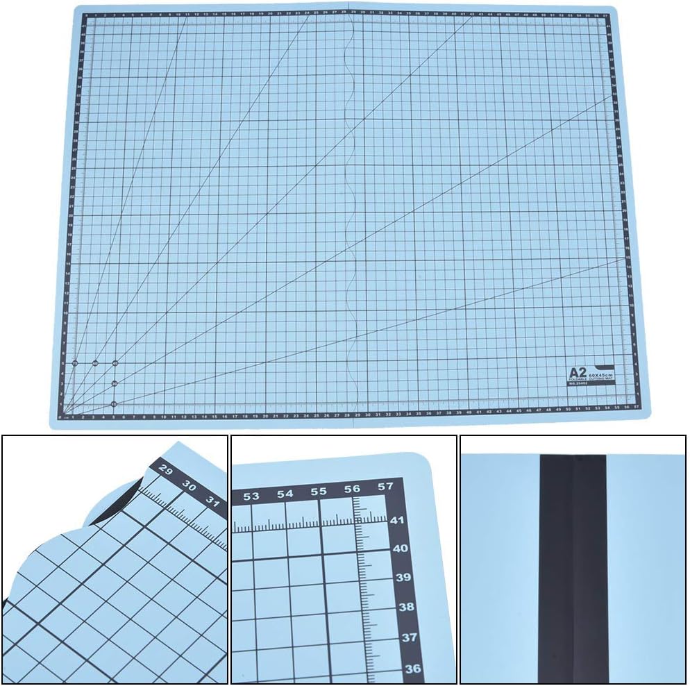 Portable Folding A2 Self Healing Cutting Mat, Foldable Cutting Board with Grid Lines for Paper Leather Fabric Crafts, Non Slip Carving Pad for Drawing Writing Engraving (Blue)