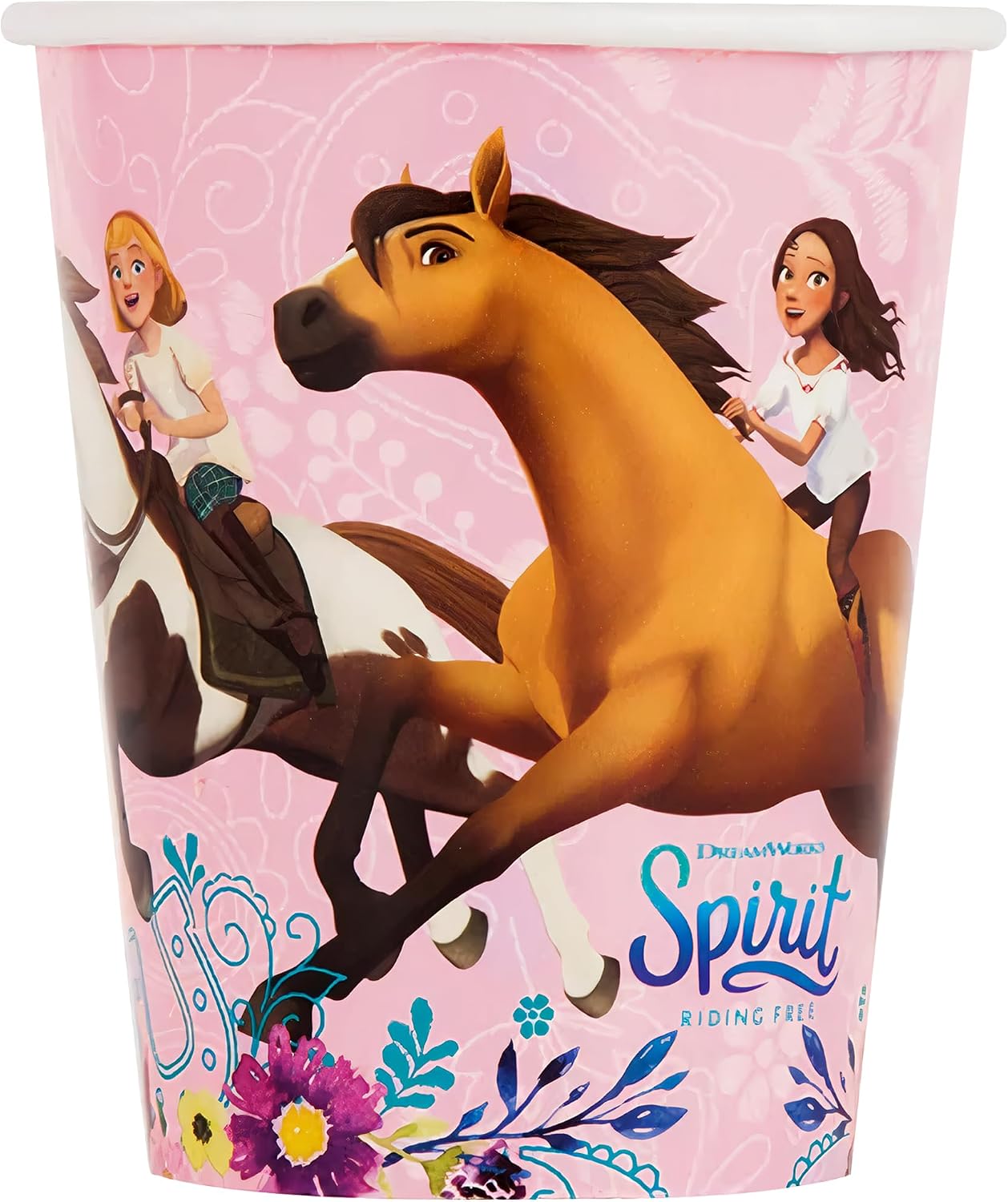 Unique Disposable Paper Cups - 9 Oz, Spirit Riding Free, 8 Pcs