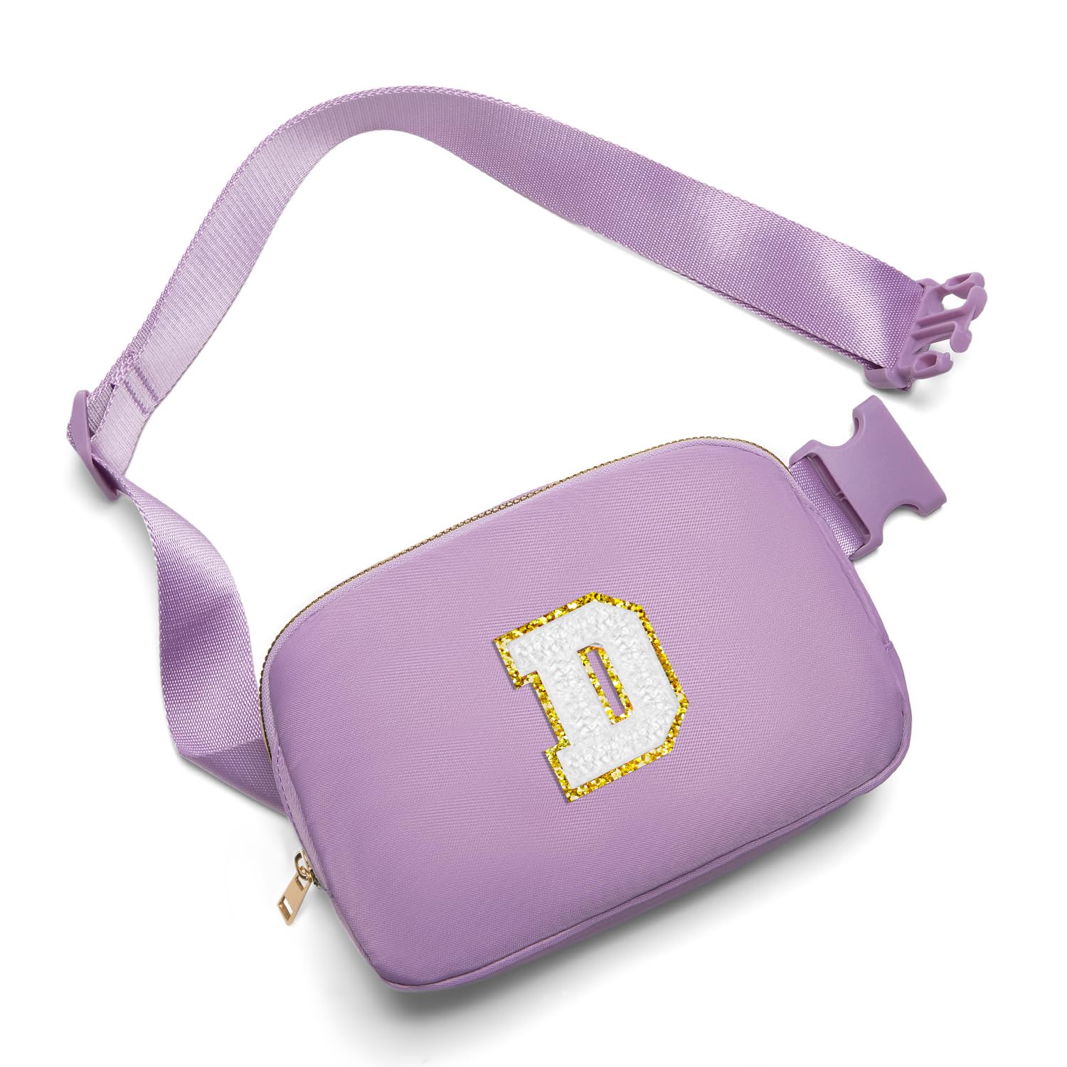 Gitus Birthday Gifts for 8 9 10 11 12 13 Year Old Girls Personalized Fanny Pack Crossbody Bags with Initial Letter Patch Belt Bag for Teen Girls Cute Trendy Stuff Travel Essentials (Lavender-D)
