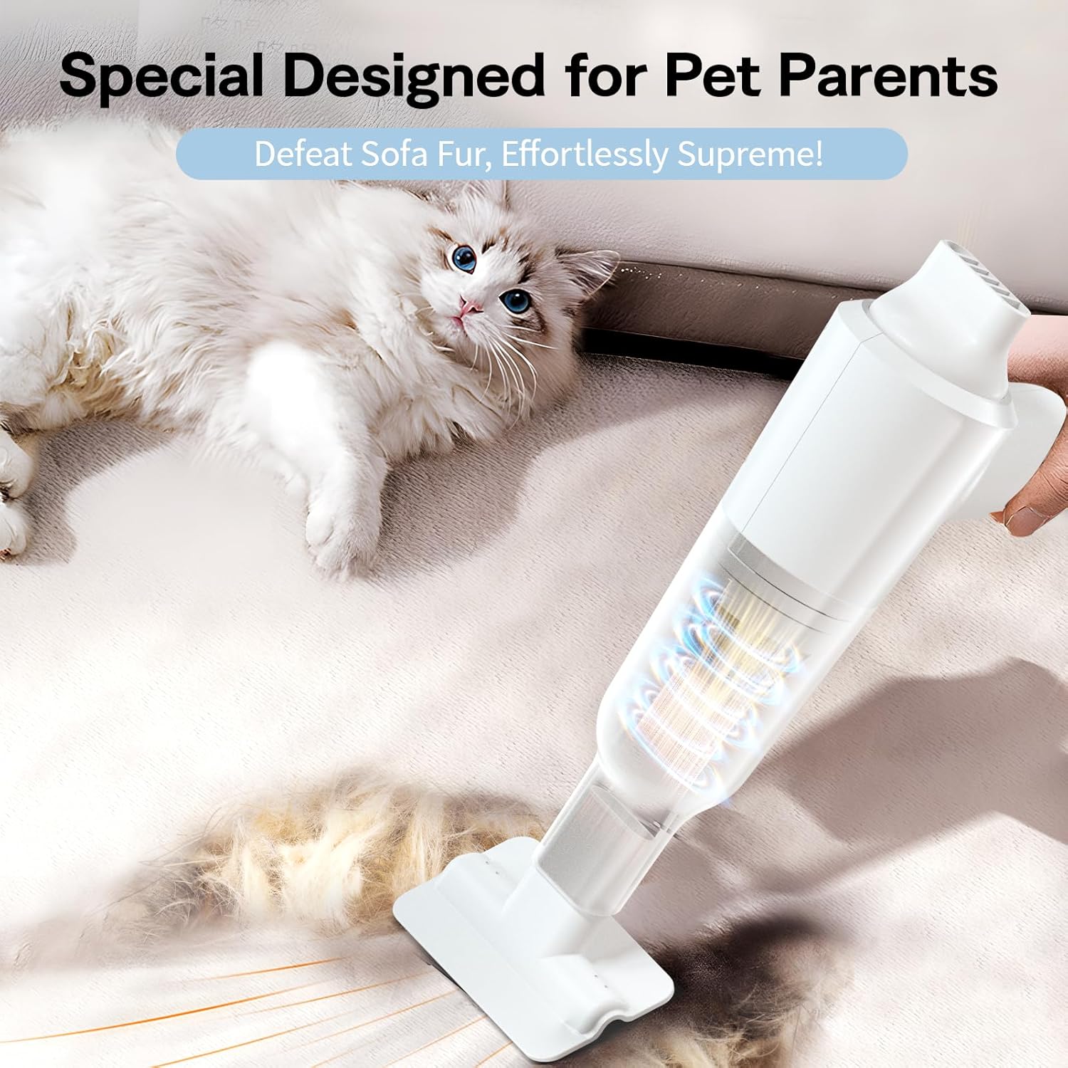 Handheld Vacuum Cordless for Pet Hair, Portable Dog Cat Hair Vacuum Cleaner, Low-Noise Hand Vacuum USB Quick Charge for Home, Stairs Carpet Bed Mattress Couch Furniture