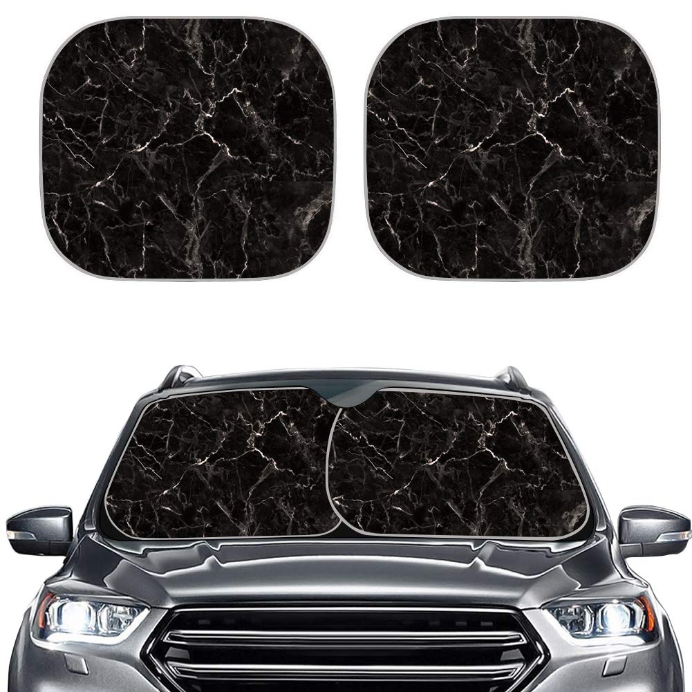 Freewander Black Marble Pattern Car Front Window Sun Shade Car Protector in Common Use Anti-Ultraviolet Rays Windshield Sunshade