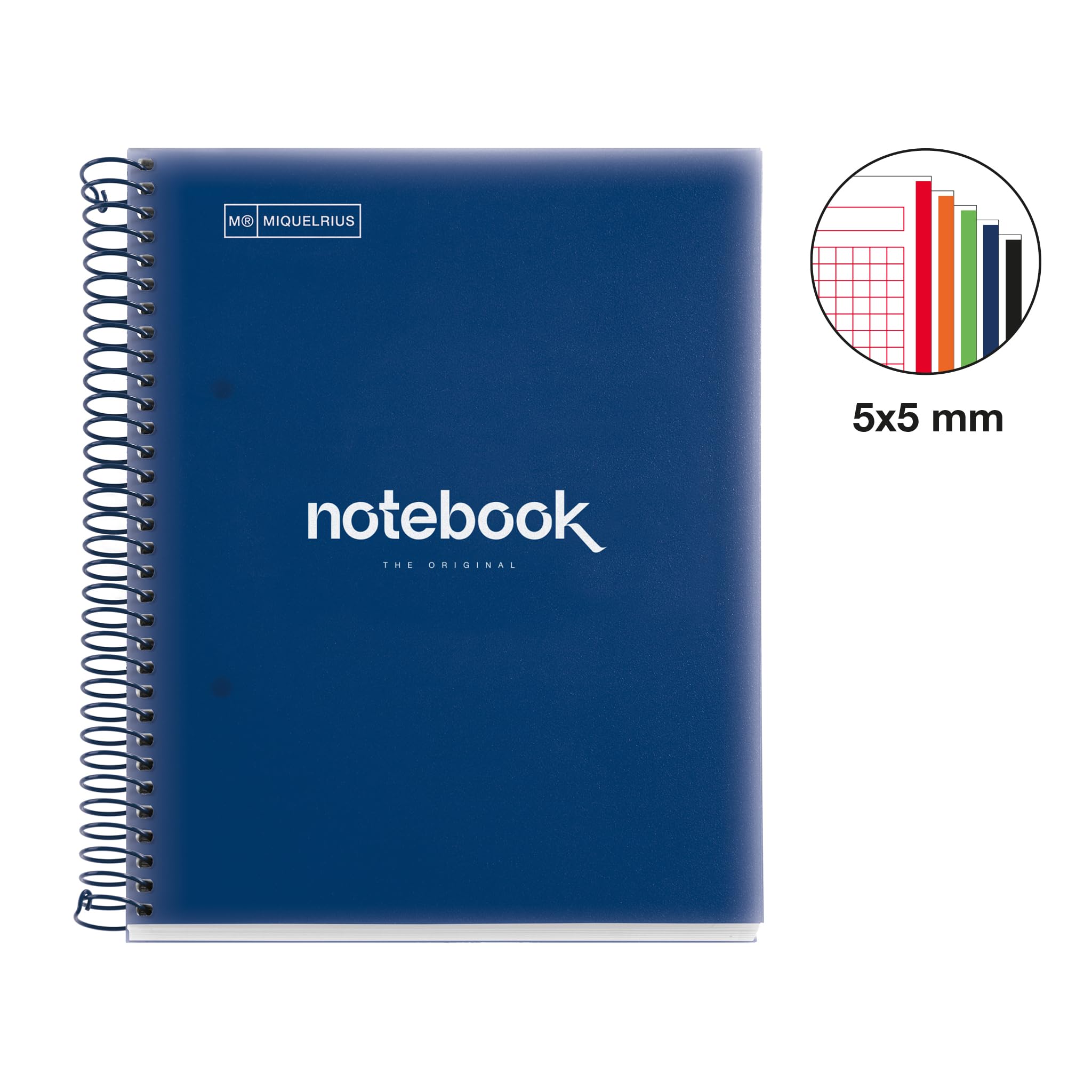 Miquelrius Notitieboek van polypropyleen, ondoorzichtig, formaat A6, 105 x 148 mm, 140 vellen à 70 g/m² en 4 kleurstrepen, 7 mm, rood