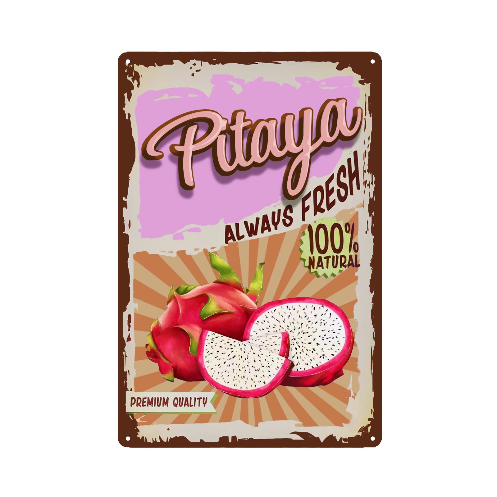 SMAZDFXX Vintage Pitaya Tin Sign - Fruit Metal Sign - Retro Decorative Sign Wall Decor Home Decor 5.5"x8"