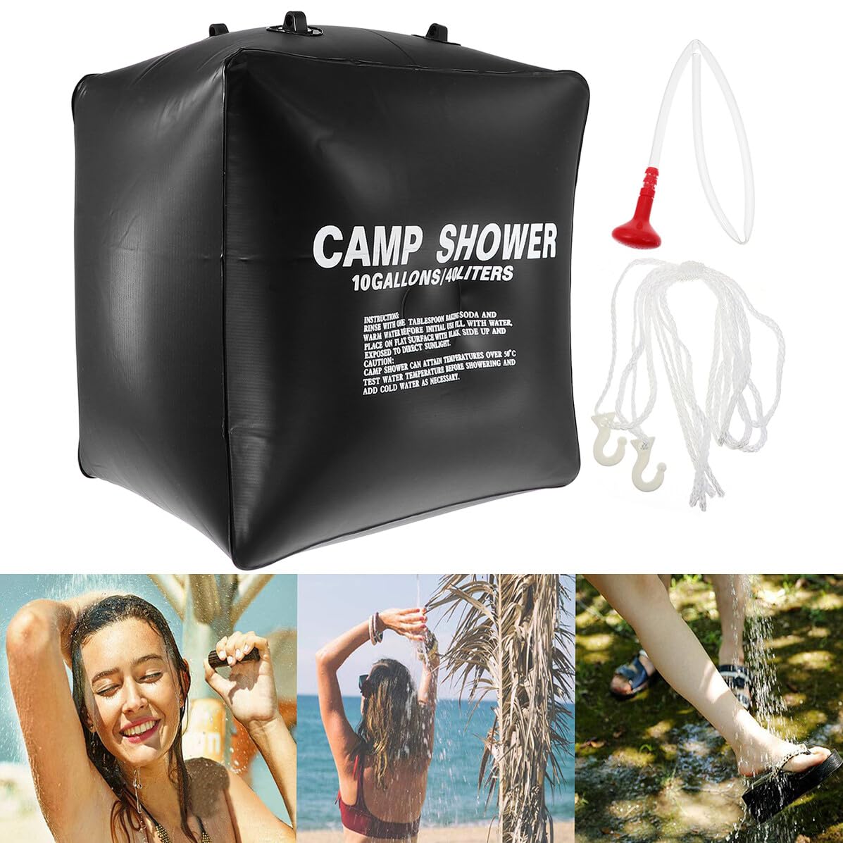 INOOMP Bolsa de Ducha Solar para Camping 40l Bolsa de Agua Solar de PVC Duradera Portátil Cuerda de Nailon para Baño al Aire Libre Adecuado para Senderismo y Acampadas