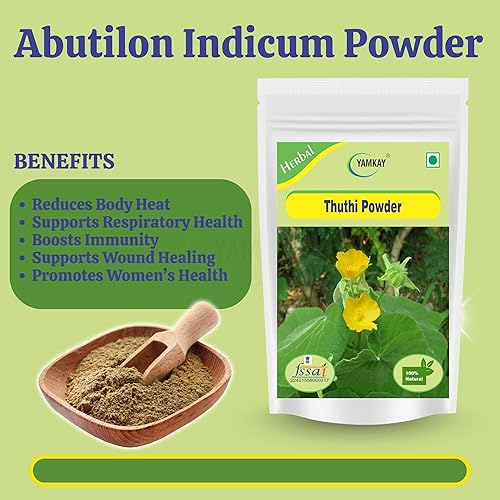 Miniatura 3 de Abutilon Indicum Abutilon indio Malva india Polvo Thuthi Ilai Polvo de Atibala (300 GM)