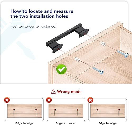 Miniatura 3 de Paquete de 10 tiradores de gabinete color negro mate de 6 pulgadas para armarios con agujero central de 5 pulgadas, manijas sólidas para gabinetes