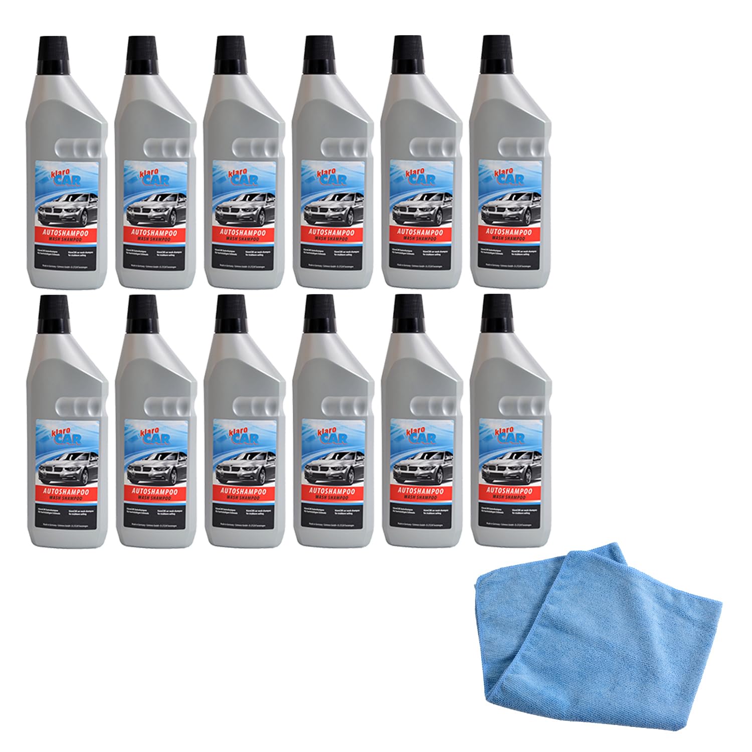 Autoshampoo mit Wachs, Waschshampoo für Autos und Lacke - 1000 ml (12-tlg.)