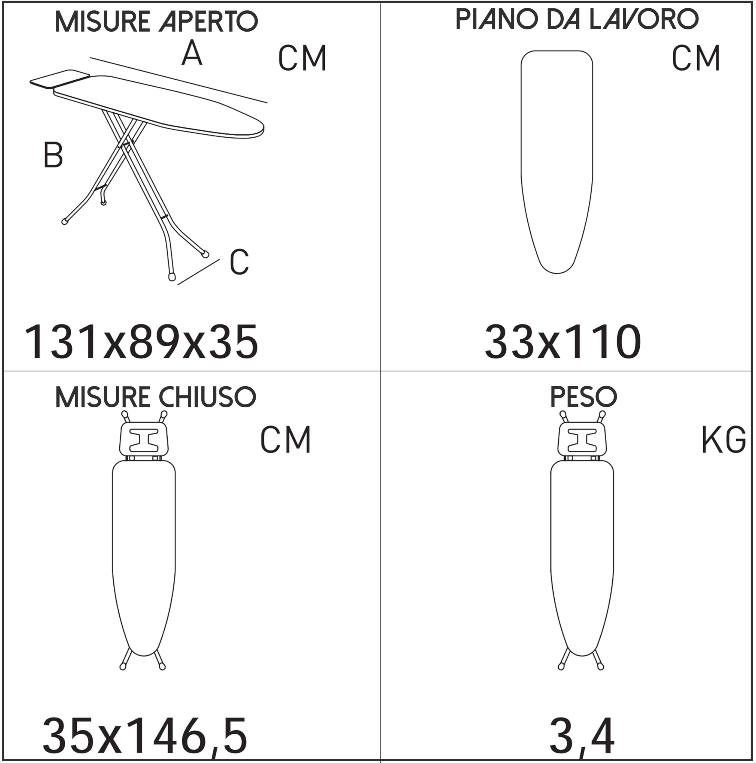 HYTAMA TOOLS - Asse da Stiro BRAVA 33x110cm In Acciaio con Leva Pieghevole, Salvaspazio con Poggiaferro, Piedi Antiscivolo, Regolabile, Rivestimento 100% cotone Sottotessuto in schiuma di alta qualità