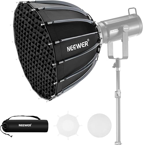 NEEWER Caja de luz parabólica de 22 pulgadas21.7 in de instalación rápida, con difusoresrejillabolsa, compatible con Aputure 60X S 150c 300c NEEWER