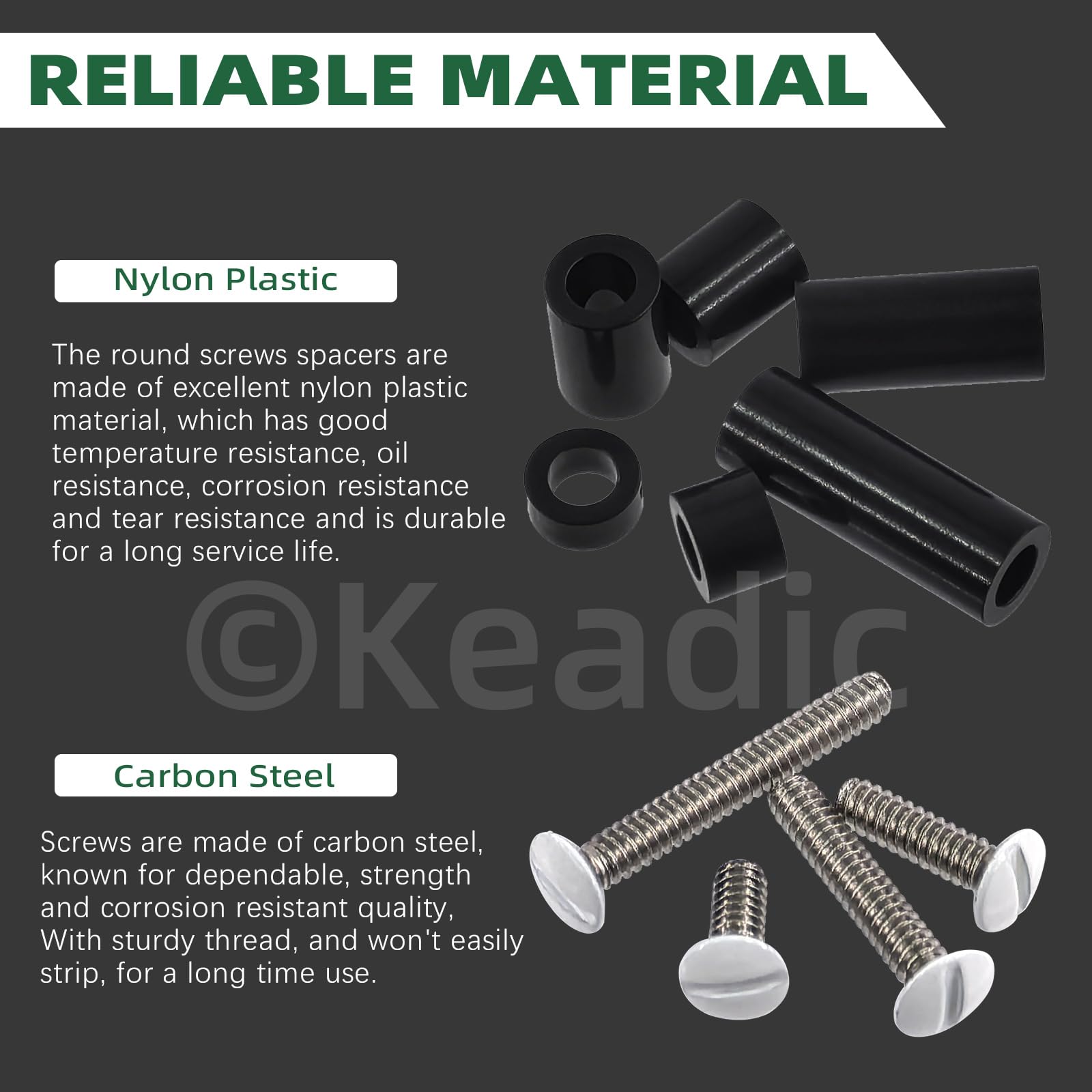 Keadic 245 unidades de tornillos de enchufe eléctrico, espaciadores, surtido, negro, nailon, espaciador, 6-32, tornillos de pared largos, para interruptor, separadores