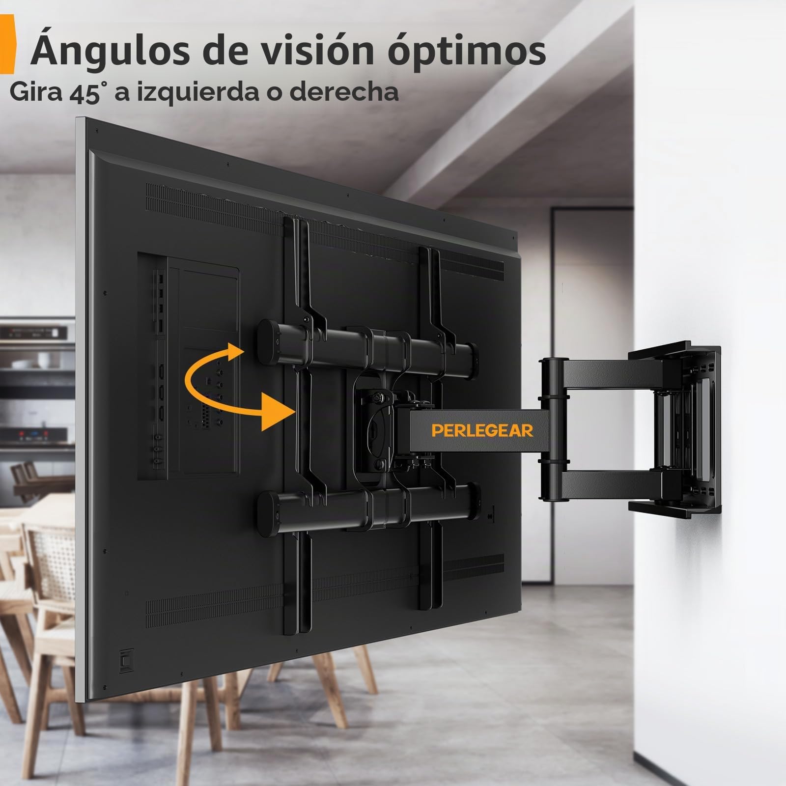Perlegear Soporte de TV Pared Articulado Inclinable y Giratorio, Soporte TV para Pantallas de 37-84 Pulgadas, hasta 60 kg, MAX VESA 600x400 mm