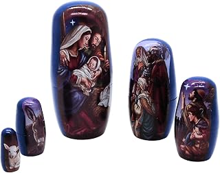 Wowser Five-Piece Nesting Nativity Set, Freestanding Christmas Decor, Religious Decoration