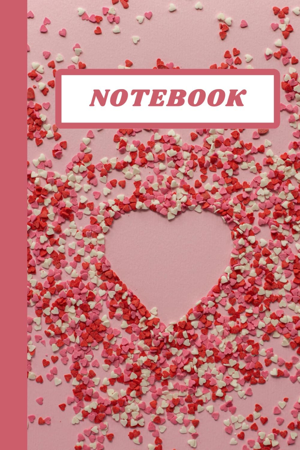notebook: Background of small heart shapes and beads
