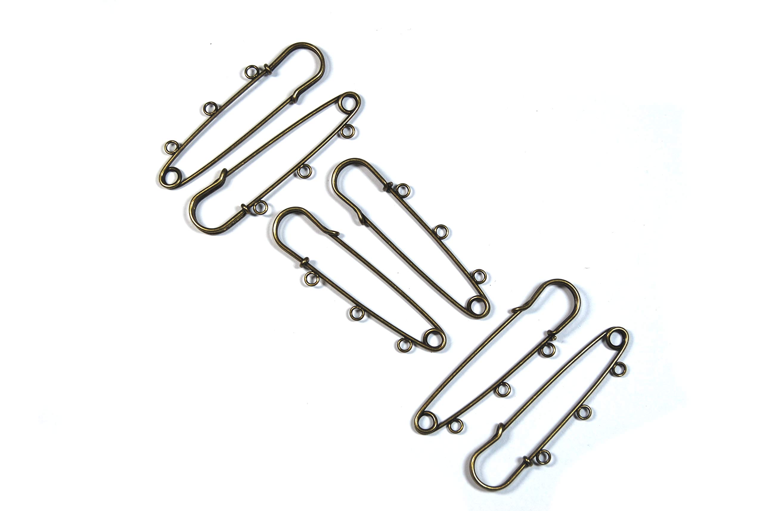 Celloexpress Antique Bronze 70Mm (With Rings) Kilt Pins Brooch Various Style & Size Stitch Metal Coat Jacket (, Pack Of 5)