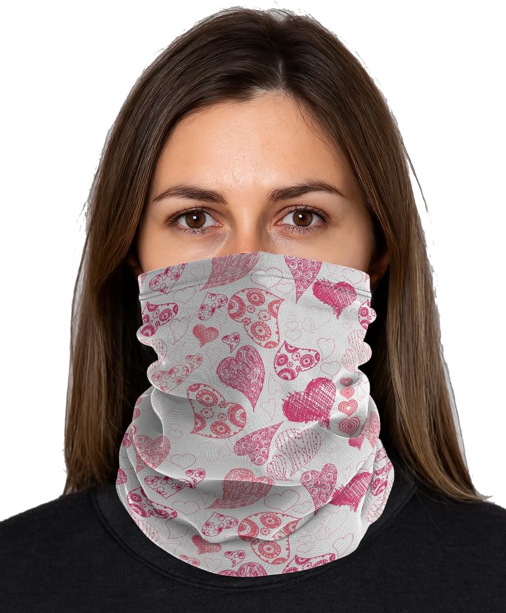 Neck Gaiter (Retro Valentine Hearts Pattern) Cooling Breathable Face Mask UV Protection Scarf Hiking Bandana for Men, Women, kids