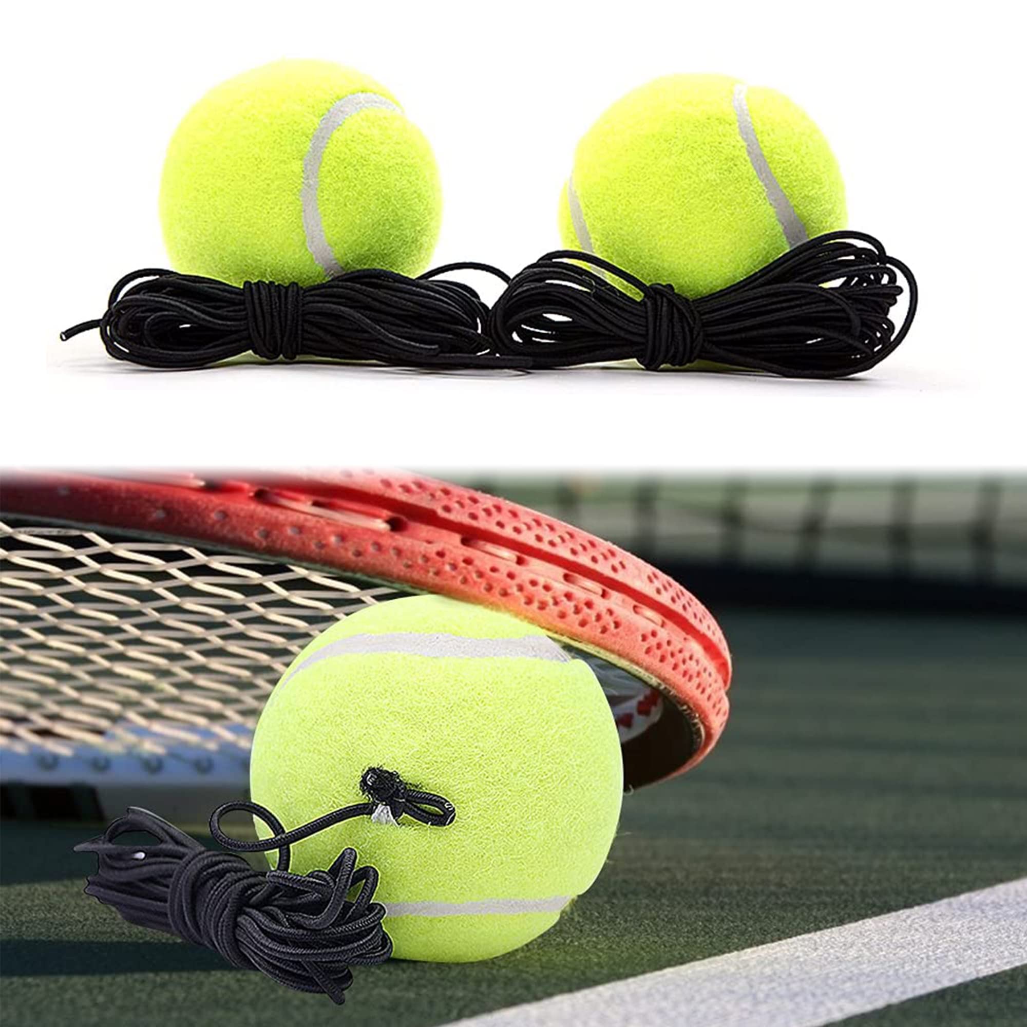 12 Palline Da Tennis Con Corda Elastica – Per Principianti, Allenamento Individuale E Gioco Per Cani