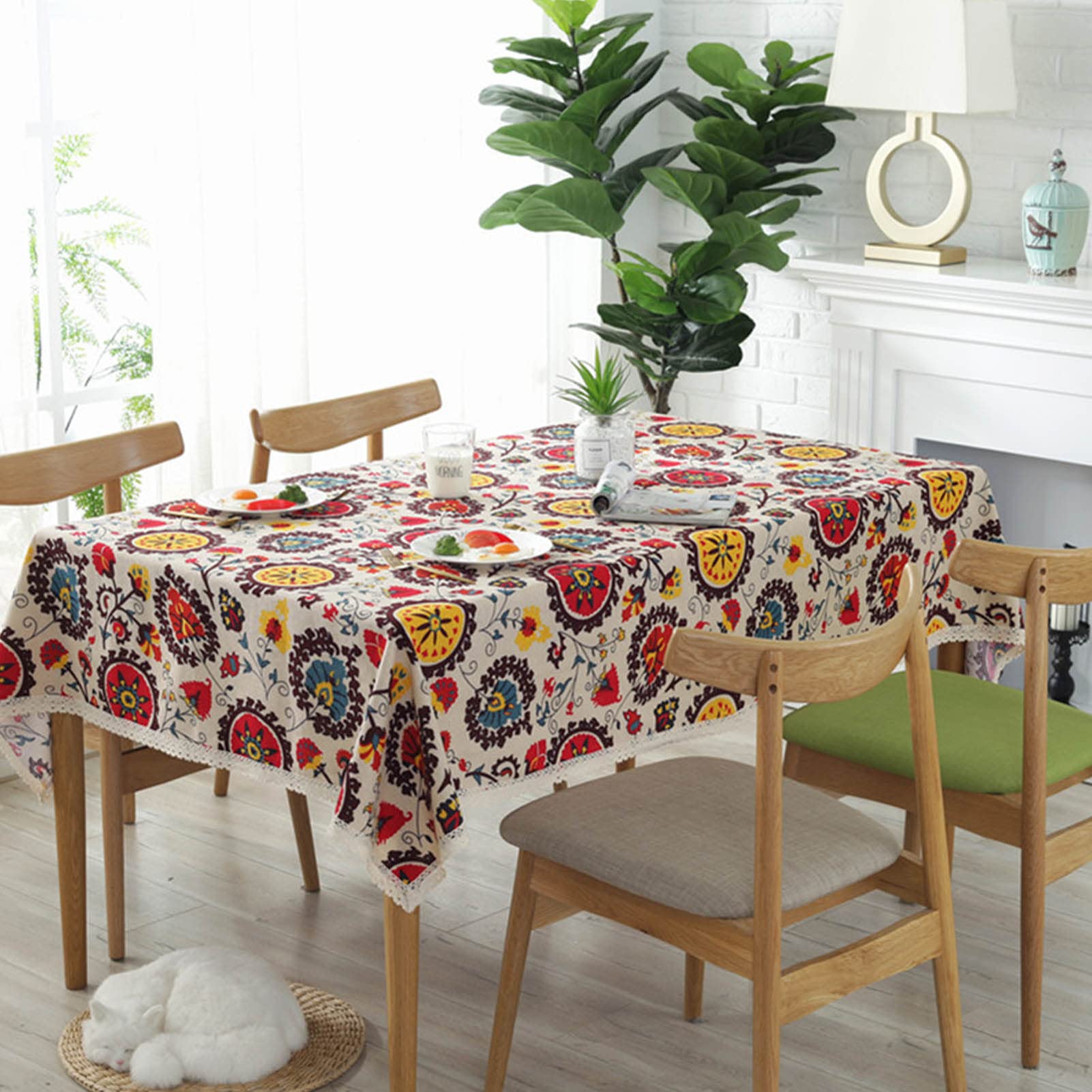 Beauenty Flower Tablecloth, Rectangular Washable Tablecloth, Dinner Picnic Table Decoration 140cm*180cm (C1)