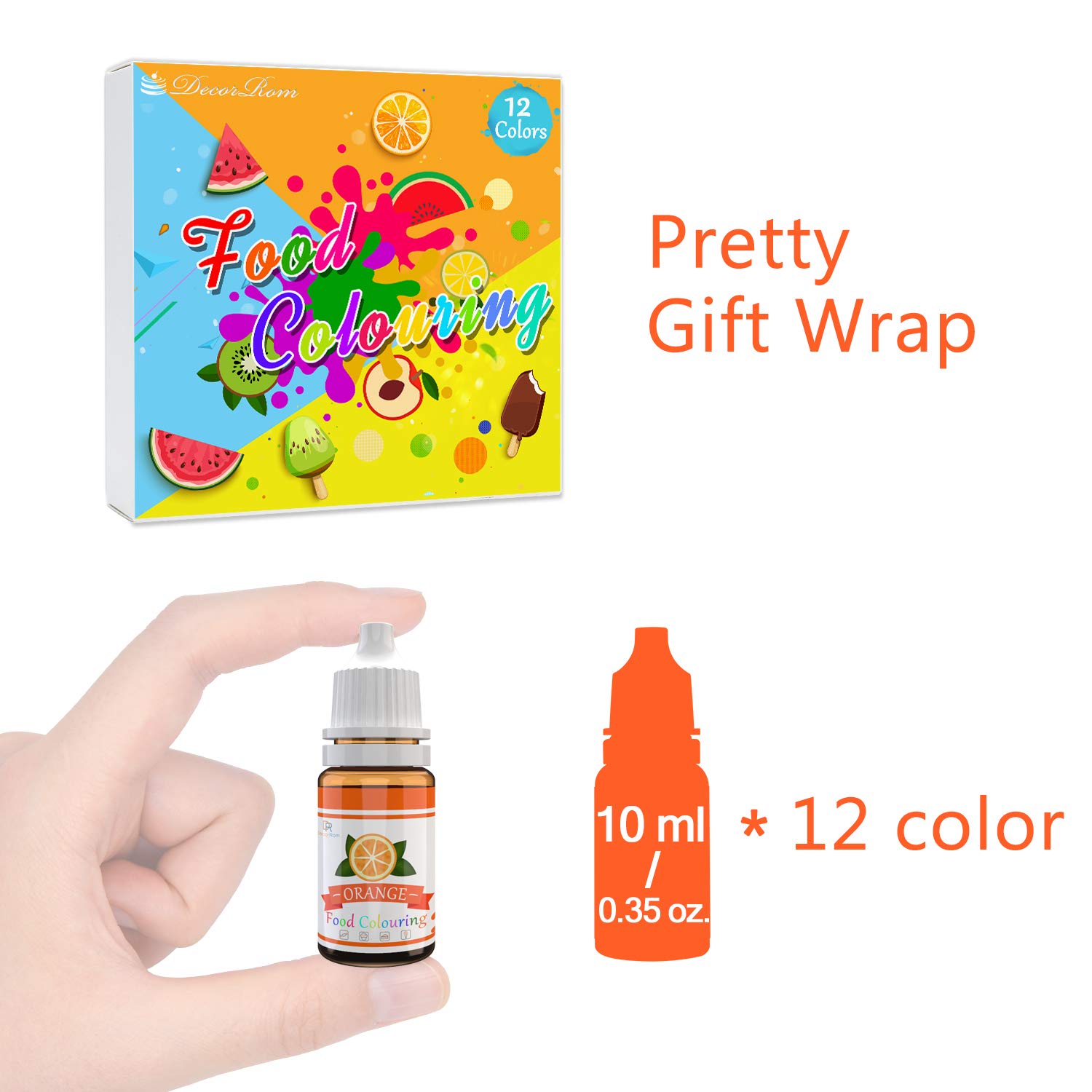 Food Colouring 12 Colours x 10ml Food Dye Concentrated Liquid Cake