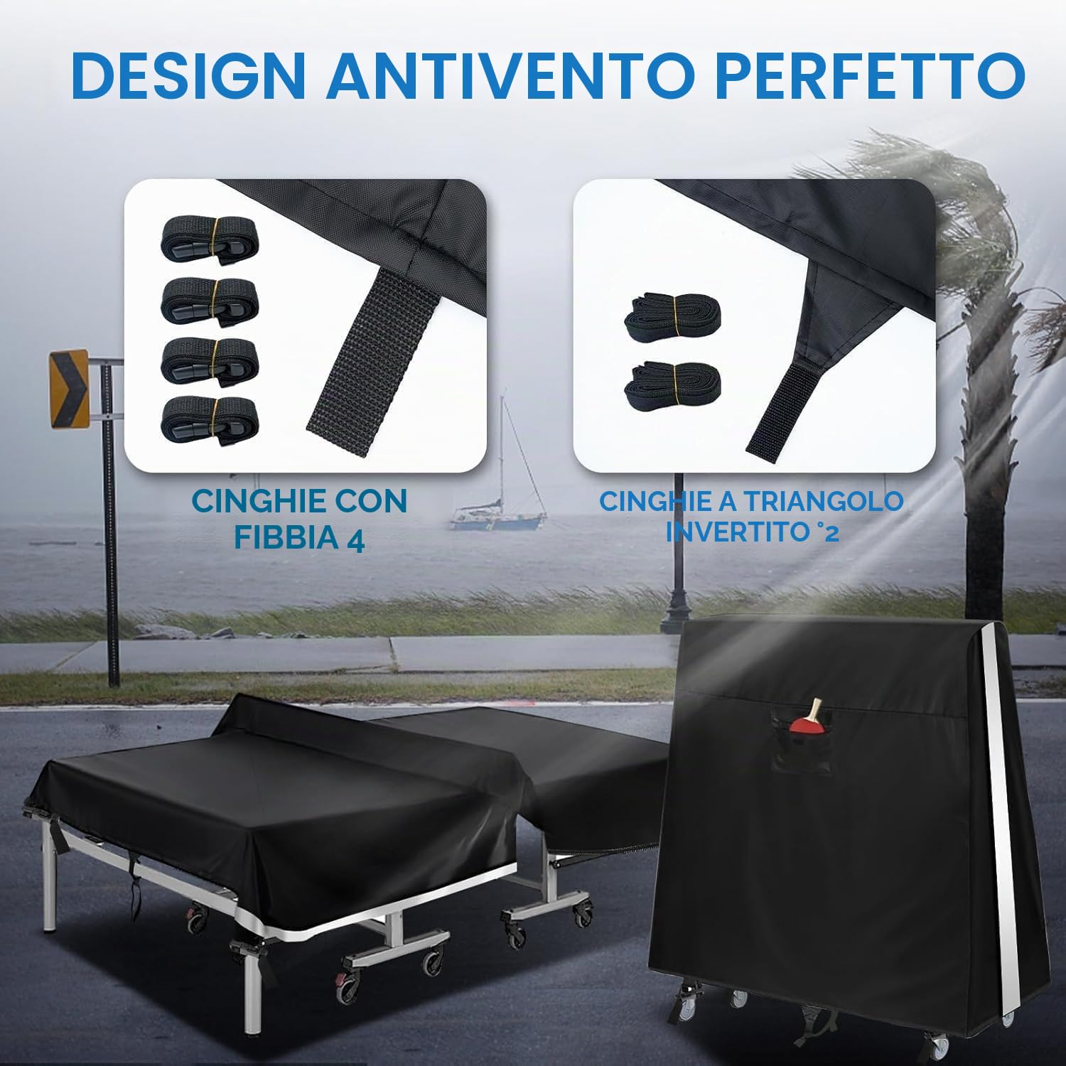 NEVERLAND Copertura Tavolo Ping Pong Impermeabile Tessuto Copertura per tavolo da ping-pong da esterno Interno 165x70x185cm