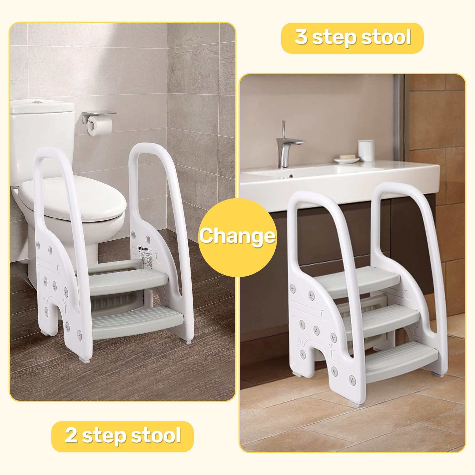 RONIPIC Step Stool Ladder with Handle for Kids,Learning Helper for Toilet Potty Training