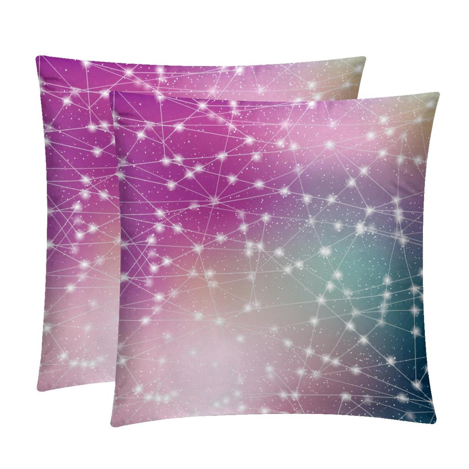 TDGKPZ Glowing Geometric Throw Pillow Cases 2 Pack Pillowcases Zipper Cushion Covers For Bedroom Living Room 45x45cm
