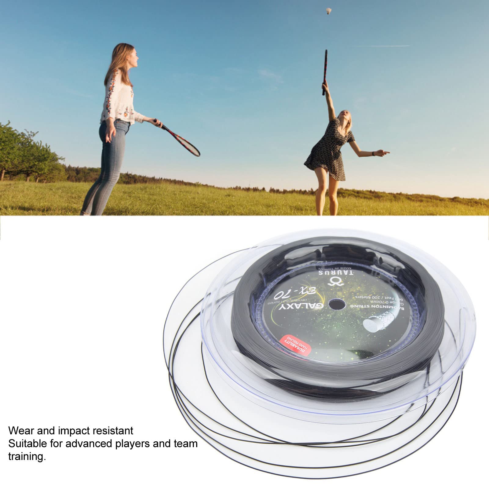 Corde De Badminton, 200 M/656.2ft Nylon Élasticité Exceptionnelle Résistant à la Rouille Chaîne De Raquettes De Badminton pour la Réparation De Raquettes De Badminton