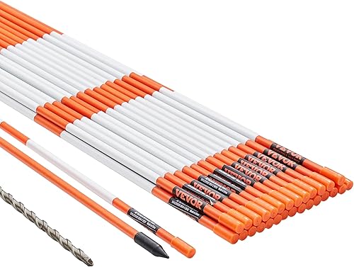 Miniatura 9 de VEVOR Marcadores de entrada, 30 piezas de 48 pulgadas, 0.31 pulgadas de diámetro, postes de fibra de vidrio naranja con cinta reflectante, broca de